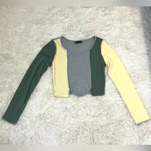 Long Sleeve Crop Top tri colors